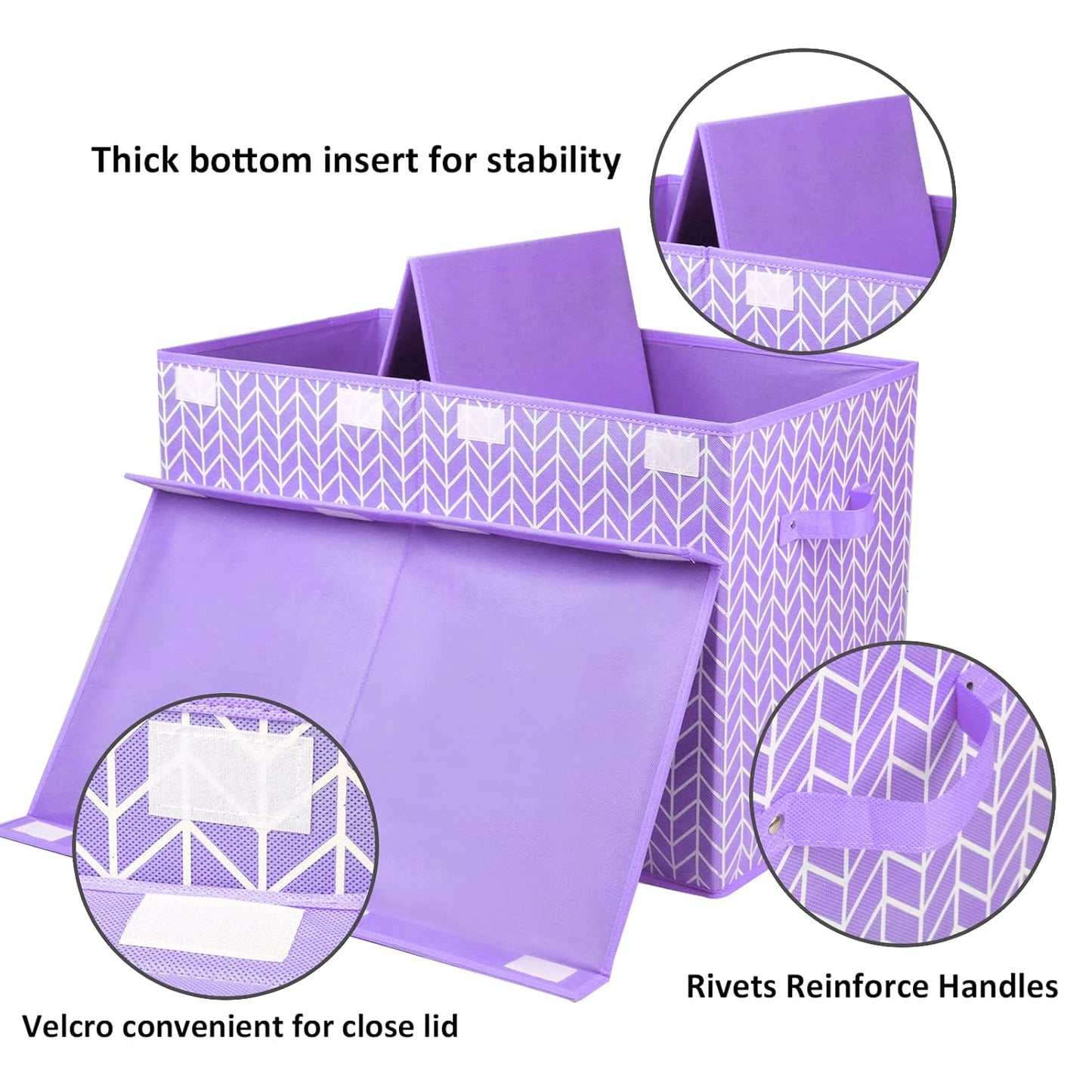 Mayniu Large Toy Box Chest with Flip Lid, Toy Storage Organizers Bin Boxes Basket with Sturdy Handles for Boys, Girls, Kids, Nursery, Playroom, Living Room, Bedroom, (Purple)