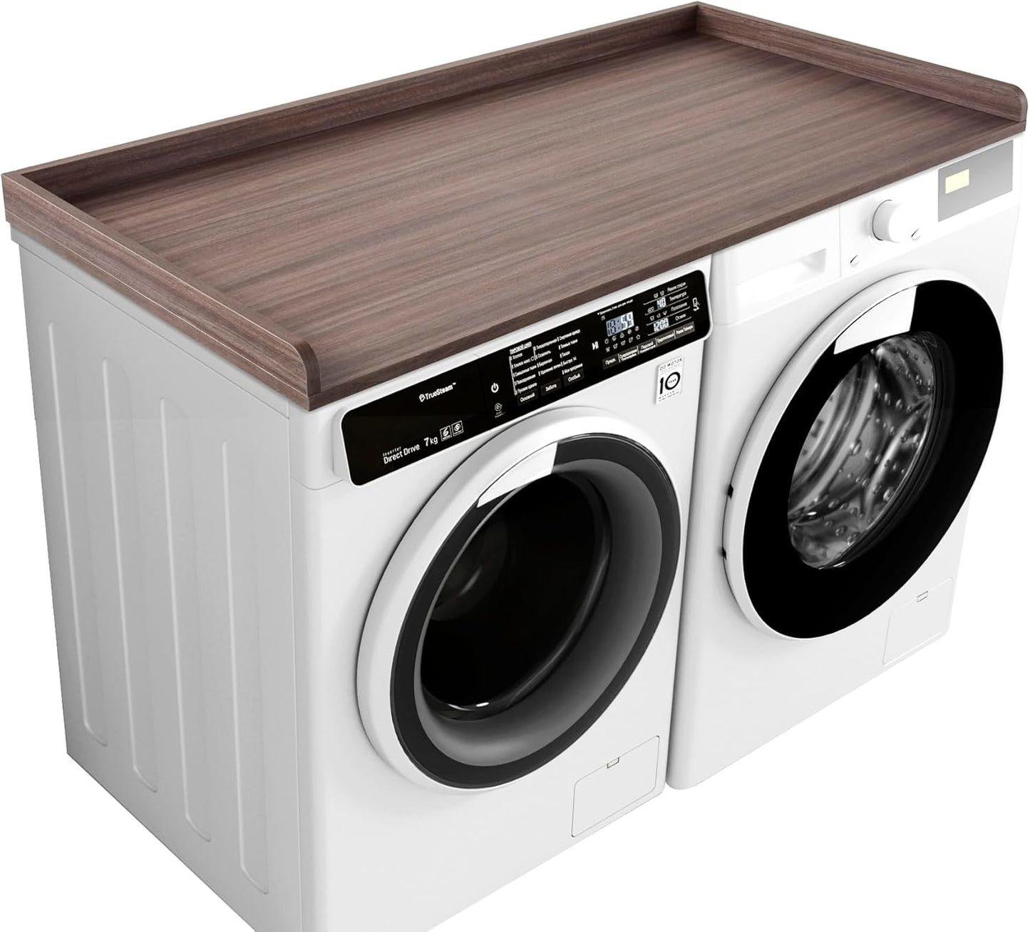 Kaboon Washer Dryer Countertop, Melamine Countertop with Edge Rails - 27.5" Depth x 54" Width Laundry Room Organization, Eucalyptus