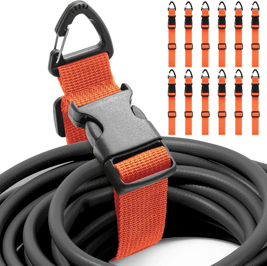 12 Pack 17 Inch Adjustable Extension Cord Holder Organizer with Triangle Clips for Garage Organization and Storage Heavy Duty Extension Cord Hanger for Men Workshop (Orange)