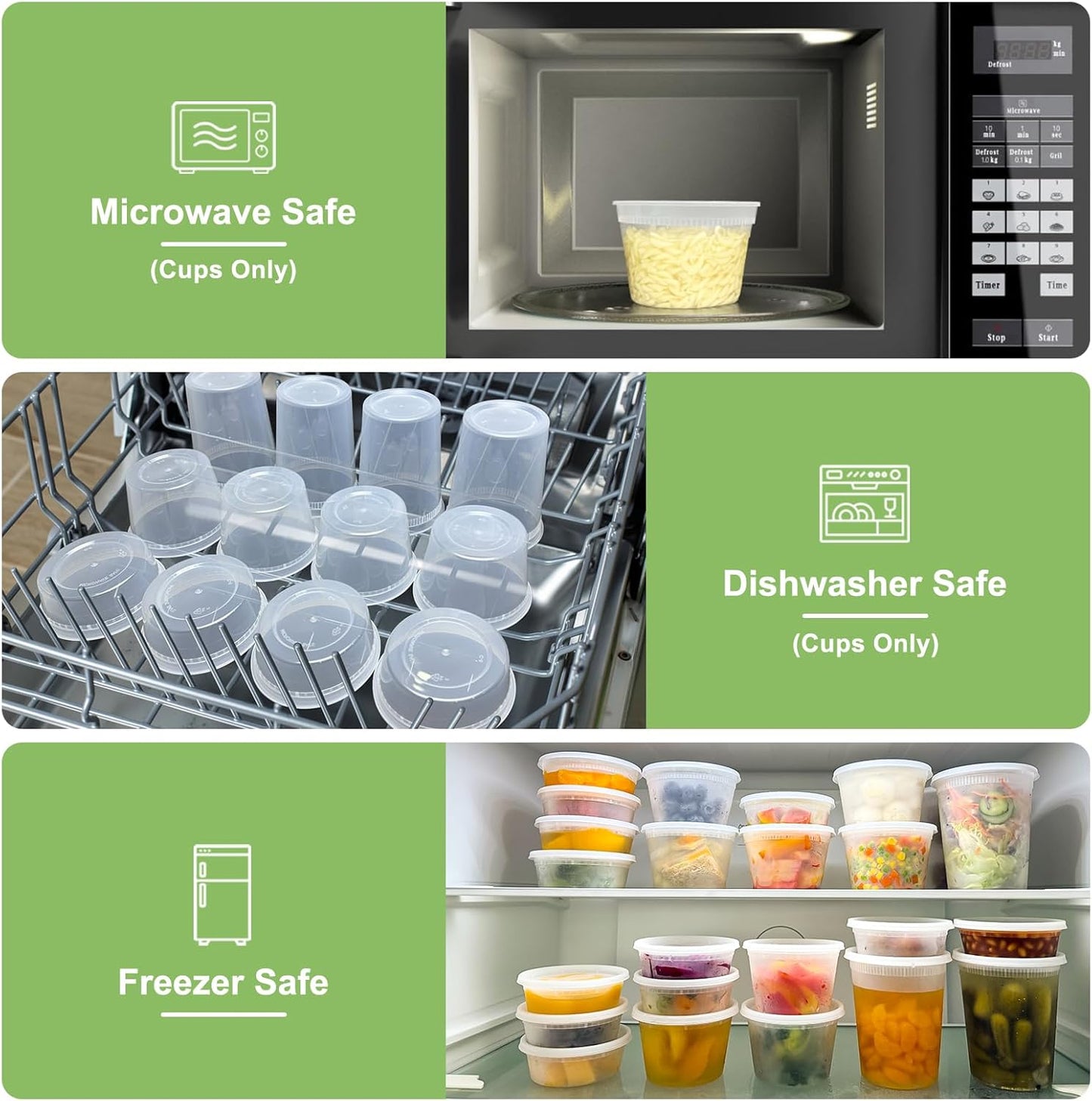 60 Sets (120-Piece) Deli Containers with Lids 8 oz, Leak-Proof & BPA Free Airtight Takeout Plastic Food Storage Containers for Soup, Freezer/Microwave/Dishwasher Safe
