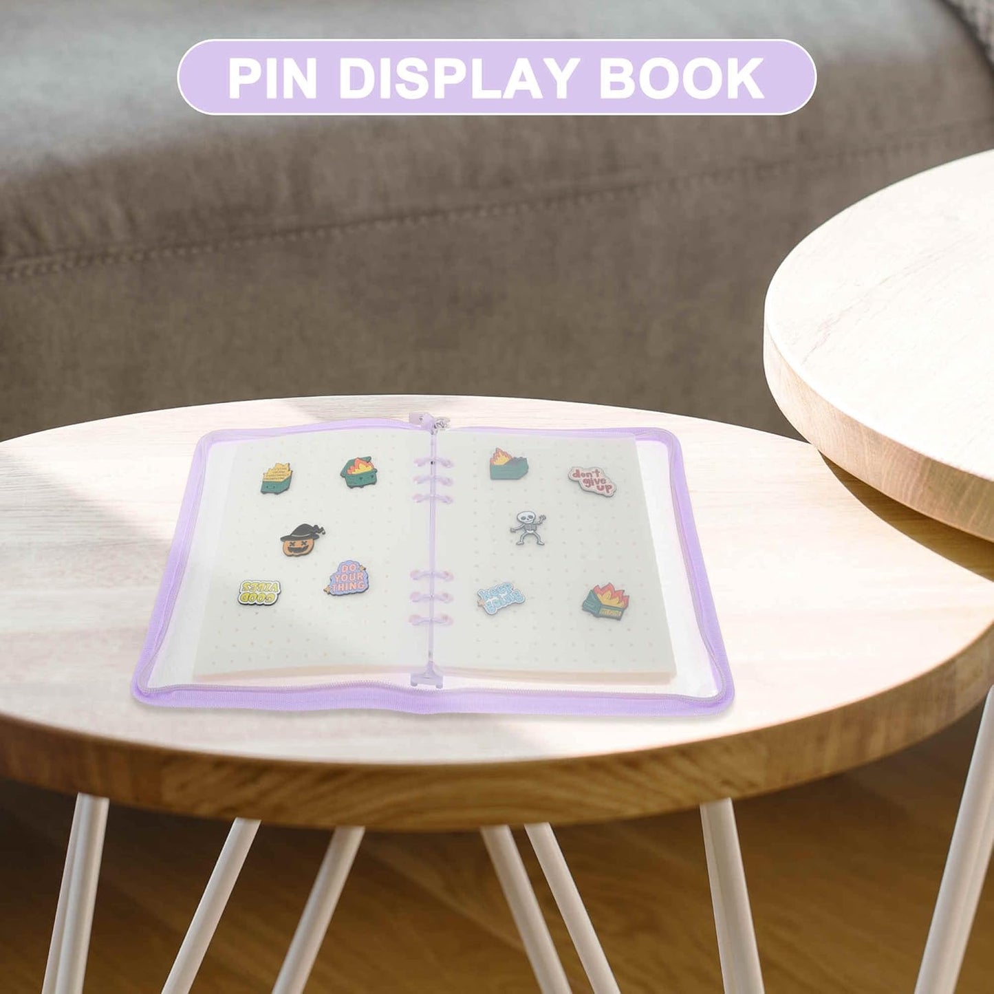 CAPASTEC Pin Bag, Portable Pin Display Book, Ideal for Pins, Brooches Storage, Purple White