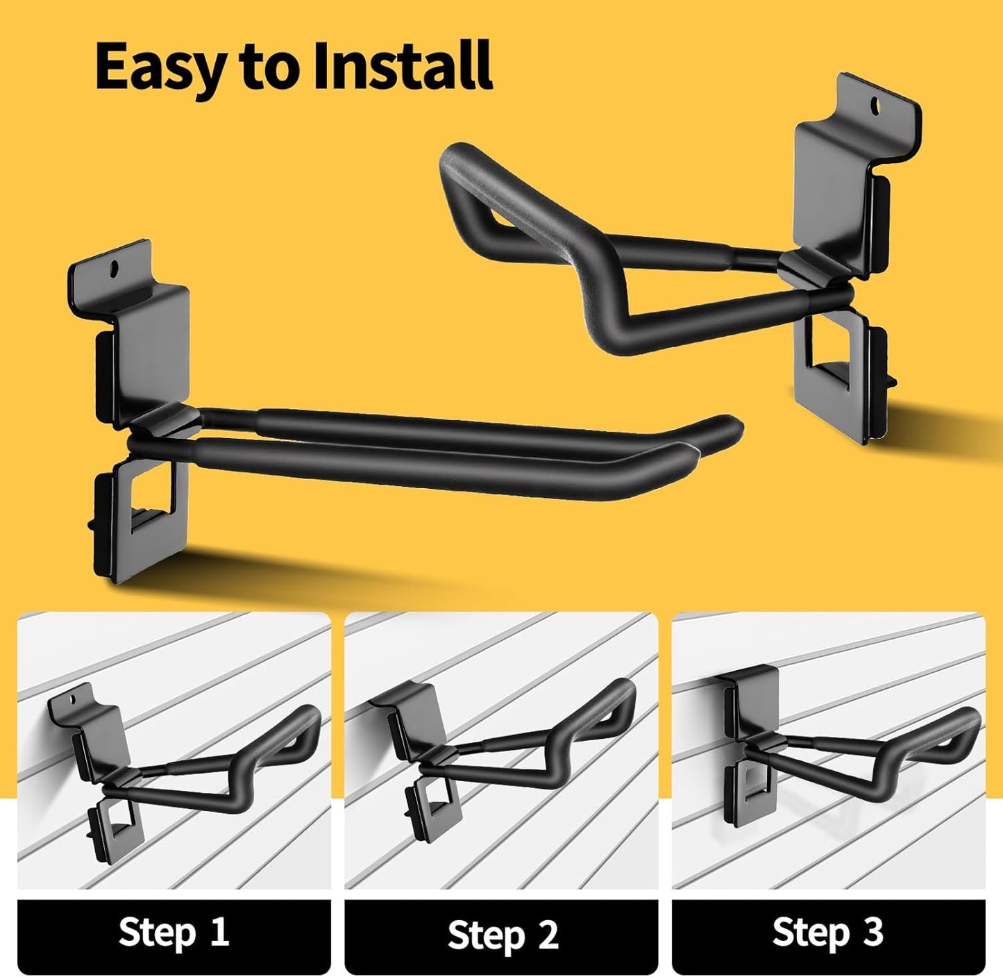 Slatwall Hooks 25 Pack, Heavy-Duty Metal Garage Slat Wall Hook Kit (10 Types), Rust-Resistant Storage Hooks for Tools, Ladders, Bikes & Garden Equipment, Fits Standard Slatwall Panels
