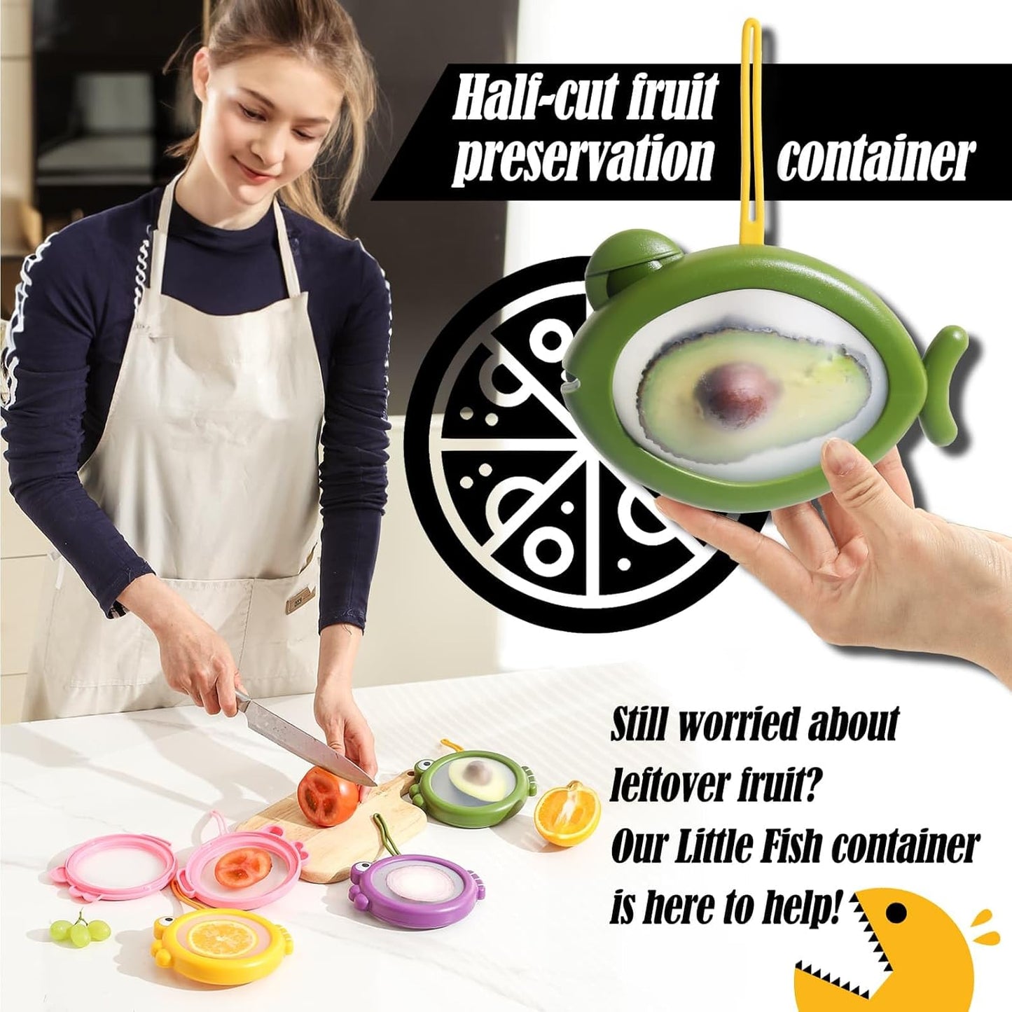Avocado Saver, Onion Storage Container Set of 4, Reusable Fridge Bin for Garlic, Lemons, Potatoes, Food Fresh Keeper & Organizer