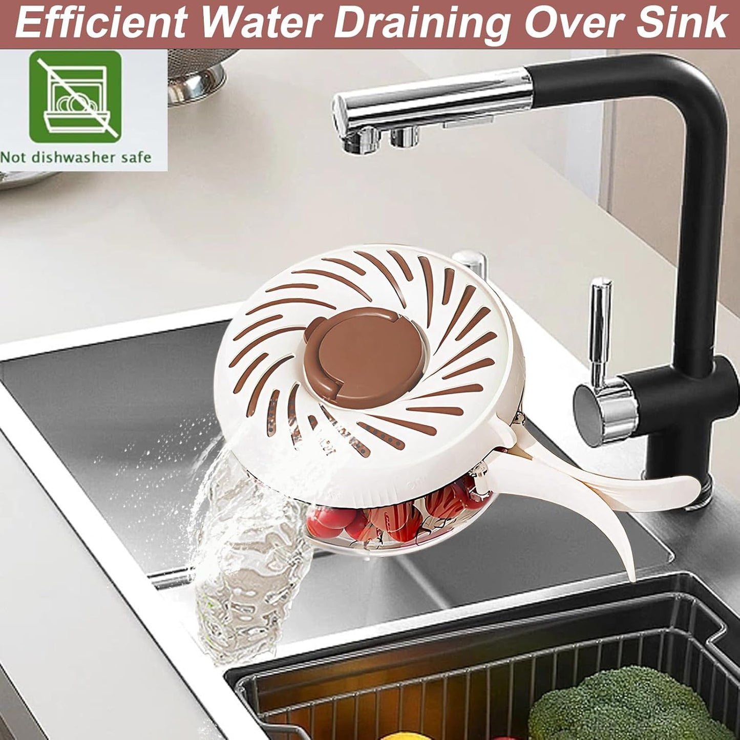2025 New Upgrade Large Fruit Washing Bowl with Strainer(2.85QT),3 in 1 Multipurpose Drain Basket with Lid & Ice Box,Foldable Handle Fruit Strainer Perfect for Fridge Storage and Outdoor Picnics