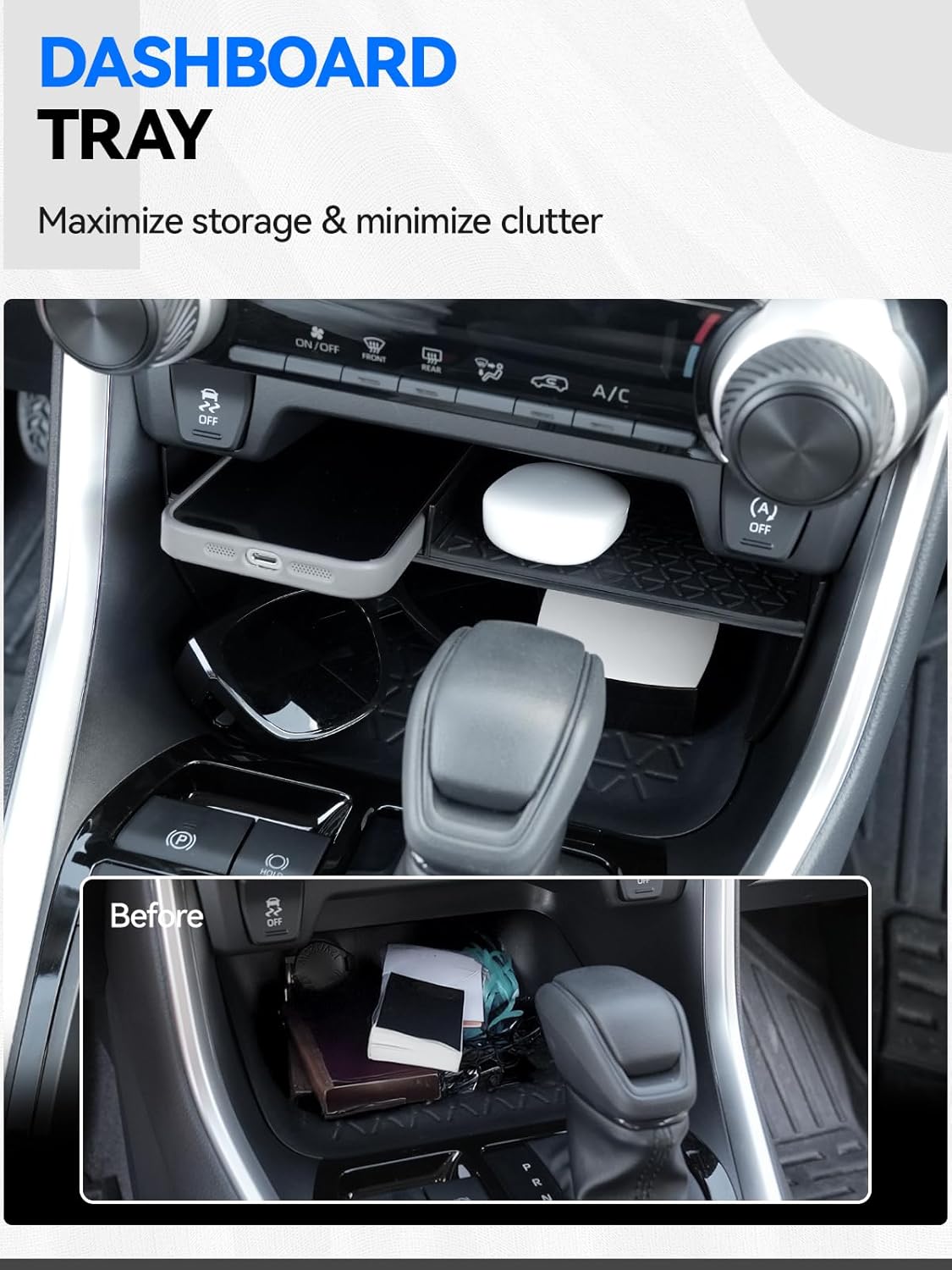 ELECFRESH 6PCS Center Console Organizer Tray for 2025 2024-2019 Toyota RAV4 Accessories, Armrest Storage Box, Driver Storage Drawer, Passenger Storage Mat Console Cup Holder Inserts for Toyota RAV4