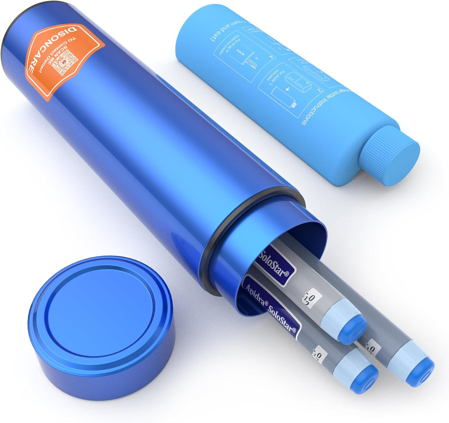 DISONCARE Odyssey 60H 3 Insulin Pens Cooler Travel Case Medication Cooler for Travel TSA Approved Diabetic Insulina EpiPen Carry Case Medicine Bag Ice Pack with Medical Alert Tag(Blue)