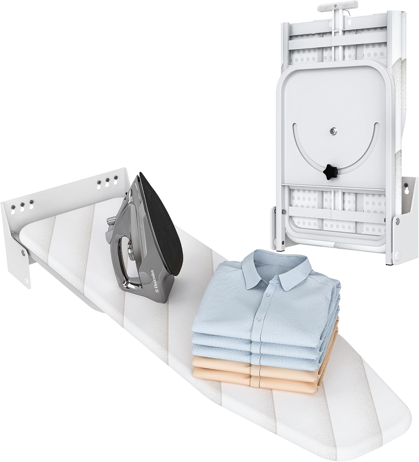 Wall-Mounted Ironing Board 37.4" x 11.8" Compact Mount Fold Down Iron Board Foldable 180° Swivel Iron Board with Heat Resistant Cover Space Saving for Home Laundry Room, Apartment, Dorms