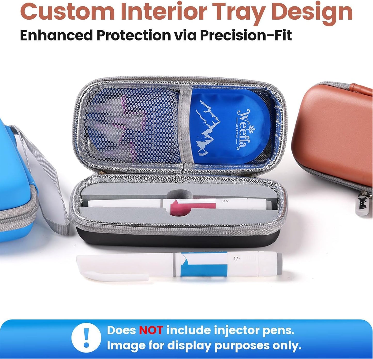 Hard Shell Insulated Cooler Travel Case for 1 Ozempic or Wegovy Injector Pen & Needles, TSA Approved Cold Pack, Easy to Clean, Compact Syringe Box Holder for Trip & Daily Use (Gray)