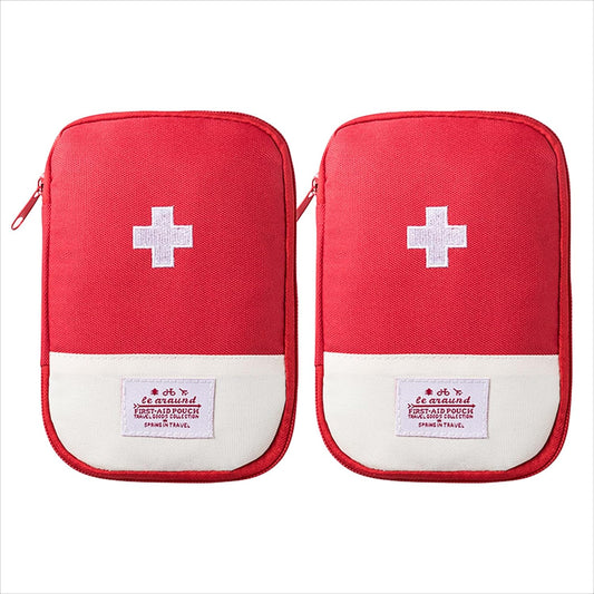 2 Packs Travel First Aid Bag,Empty Mini First Aid Pouch,Emergency Medicine Storage Organizer Bag Health and Household Supplies