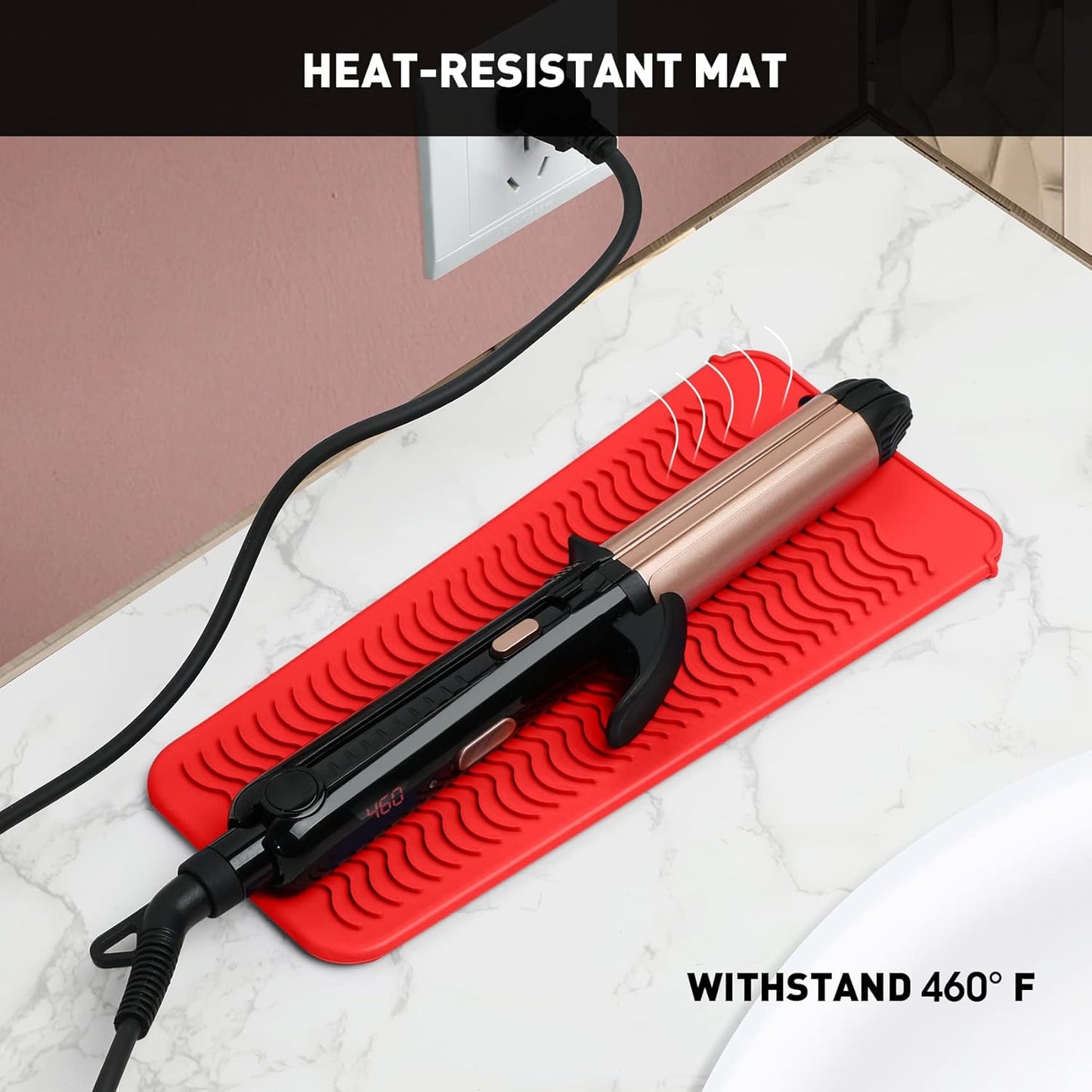 ZAXOP Resistant Silicone Mat Pouch for Flat Iron, Curling Iron,Hot Hair Tools (Red)