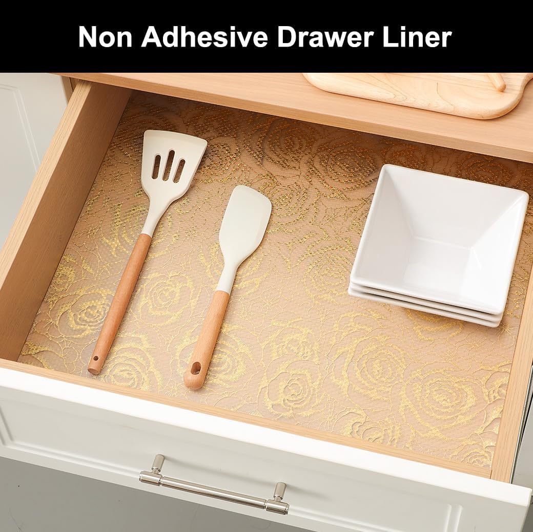 Cooyes Shelf Liner – Premium Non-Adhesive Cabinet & Drawer Liner for Kitchen – Waterproof Shelf Paper with Modern Pattern – Durable EVA Cabinet Mat – Easy to Cut （17.5" W x 197" L）
