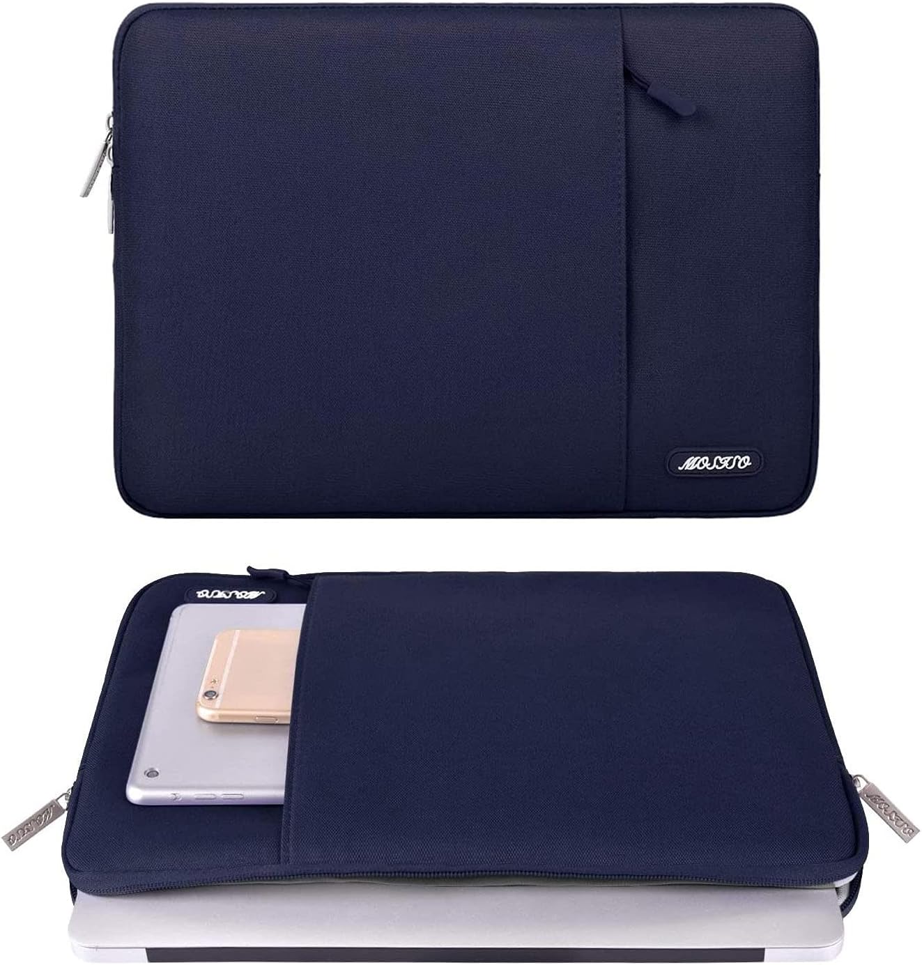 MOSISO Laptop Case 13.3 inch, 13-13.3 inch Laptop Sleeve Compatible with MacBook Air/Pro 13/Pro 14 M5 M4 M3 M2 M1, HP Dell ASUS Lenovo,Polyester Vertical Computer Sleeve Bag with Pocket, Navy Blue