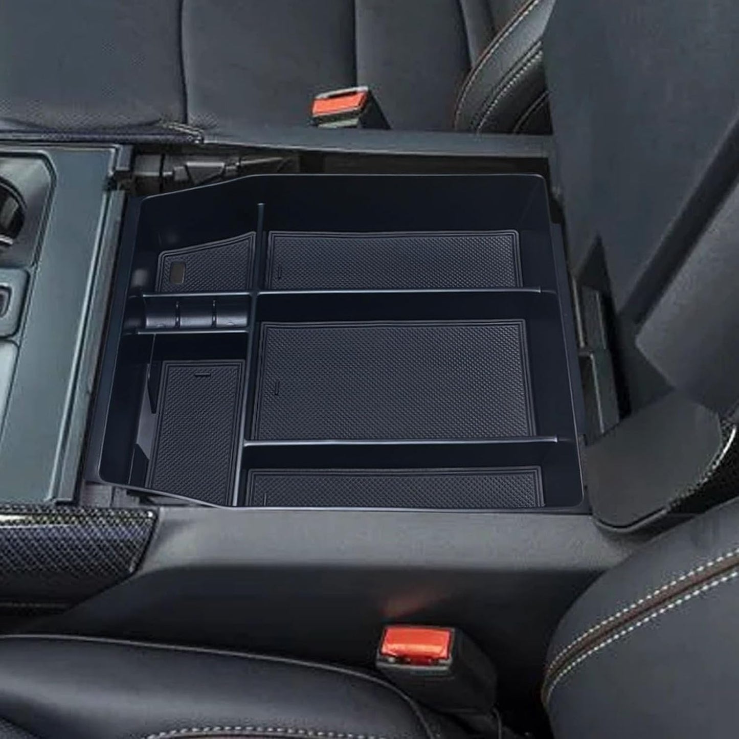 Center Console Organizer Compatible with 2021 2022 2023 2024 Ford F150 Interior Accessories, Armrest Box Insert Storage Tray (Full Console w/Bucket Seats ONLY) Black Trim