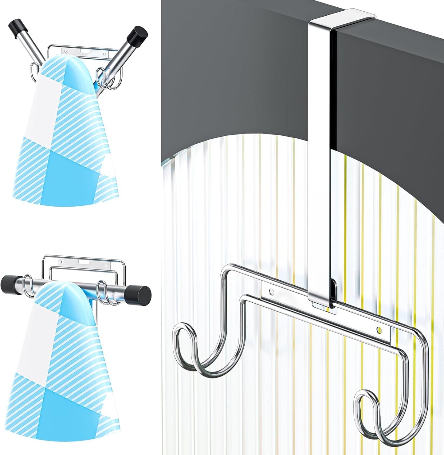 Ironing Board Holder Wall Mount, Over The Door Ironing Board Holder, Over The Door Or Wall Mount Ironing Board Hanger for Y & T Leg Iron Boards (Silver)