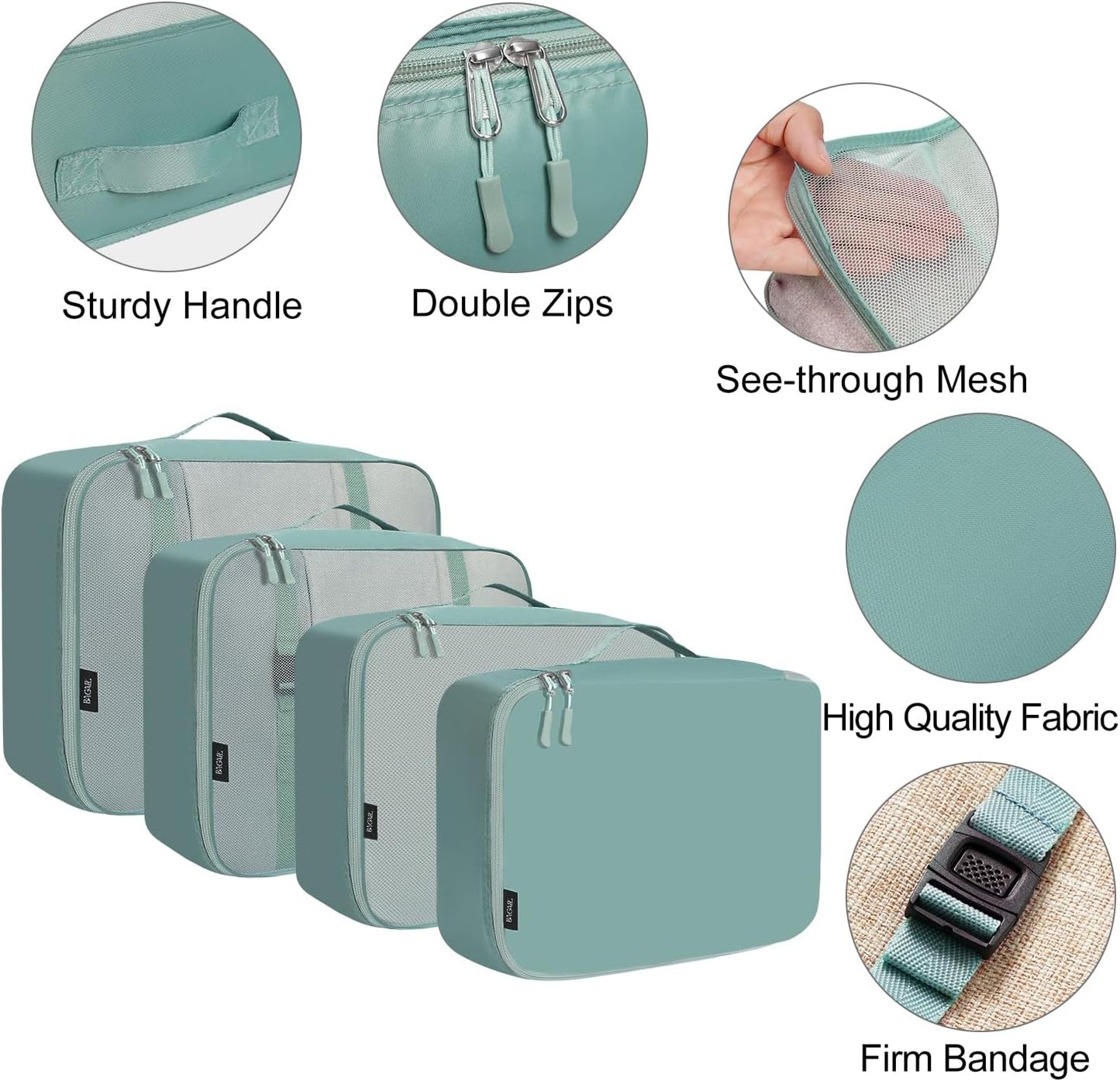 BAGAIL 8 Set Packing Cubes Luggage Packing Organizers for Travel Accessories-Dusty Blue