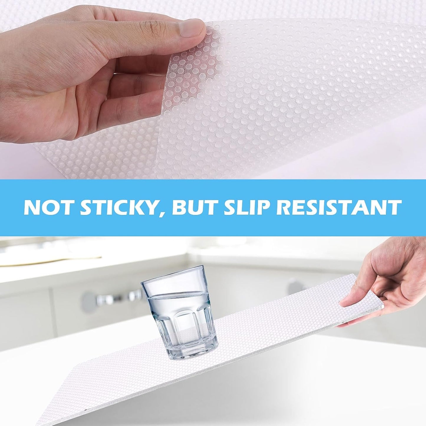 Drawer Liners, Waterproof Shelf Liner, Anti-Slip Non-Adhesive BPA Free Kitchen Cupboard Cabinet Liner Refridge Fridge Mats Sink Protector Strong Durable for Home (Clear/11.8in x 10Ft)