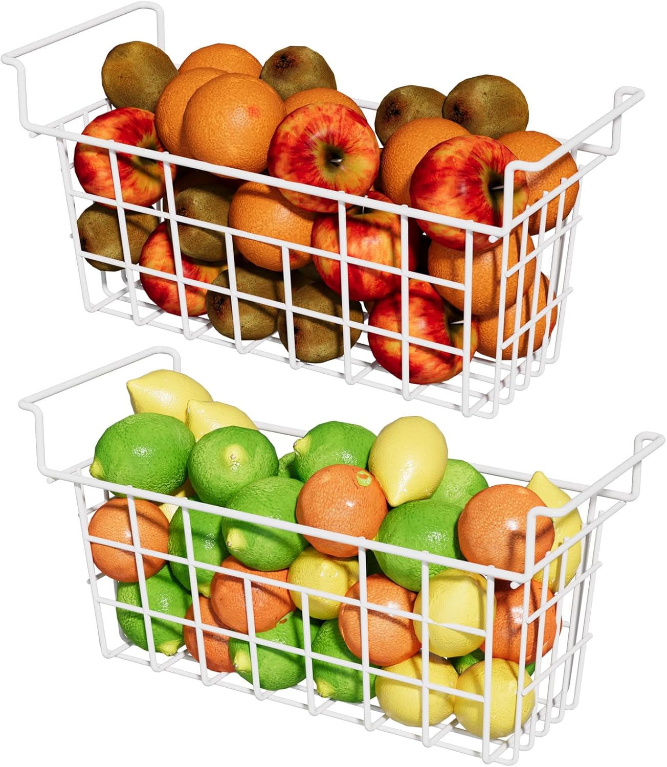 17.5 inch 2Packs Chest Freezer Organizer Bins, Deep Freezer Basket with Hanging Handles, Freezer Baskets, Fridge Organizer bins, Metal Wire Storage Baskets