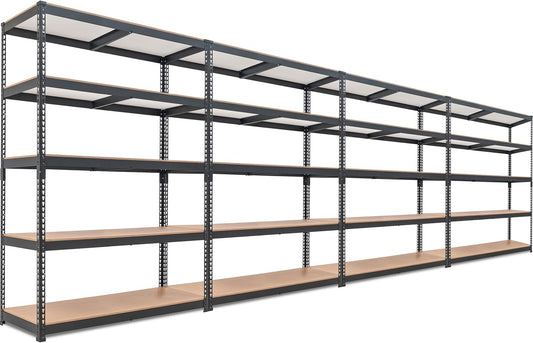 HOMEDANT 5 Tier Storage Shelves Adjustable Laminated Boltless Garage Metal Shelving Unit Heavy Duty Utility Rack Shelf Warehouse Pantry Closet Kitchen (4, (L) 48.1" W, Black)