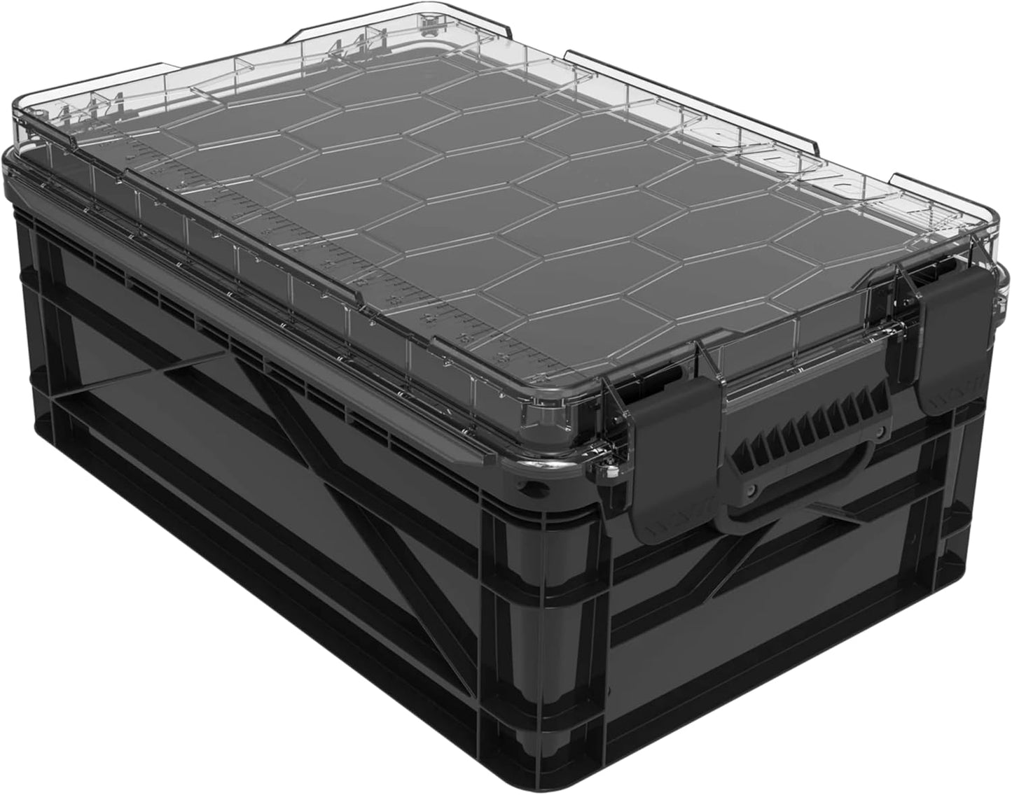 SIDIO Weather Resistant Stackable Storage Bins for Organization - Half-Size Plastic Bin with Dividers for Garage Organization, Home Storage - Heavy Duty Organizer Box (Black)