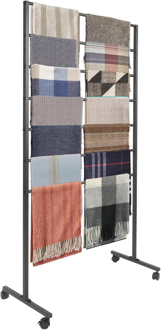 Scarf Organizer, Scarf Display Stand, 7 Tier Metal Scarf Holder Organizer, Floor-standing Scarf Rack for Commercial or Home, Hijab Stand RackTies Belt Pants Hanging Rack