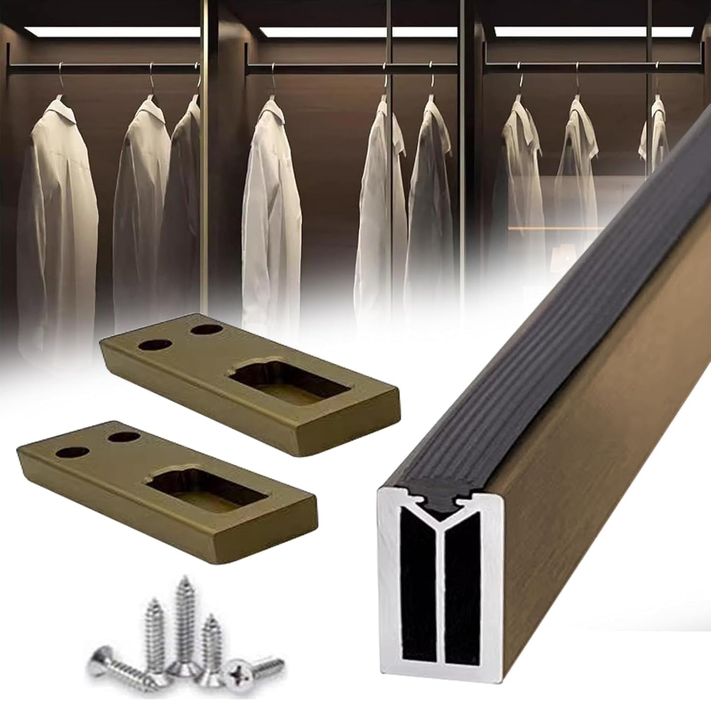 Square Closet Rods-Cuttable, Removable-Heavy Duty Black Wardrobe Rods and Brackets-Commercial, 12 16 18 24 28 30 60 72 In-Suitable for.Laundry.Home.Hotel.Clothing Store (Champagne,30in)