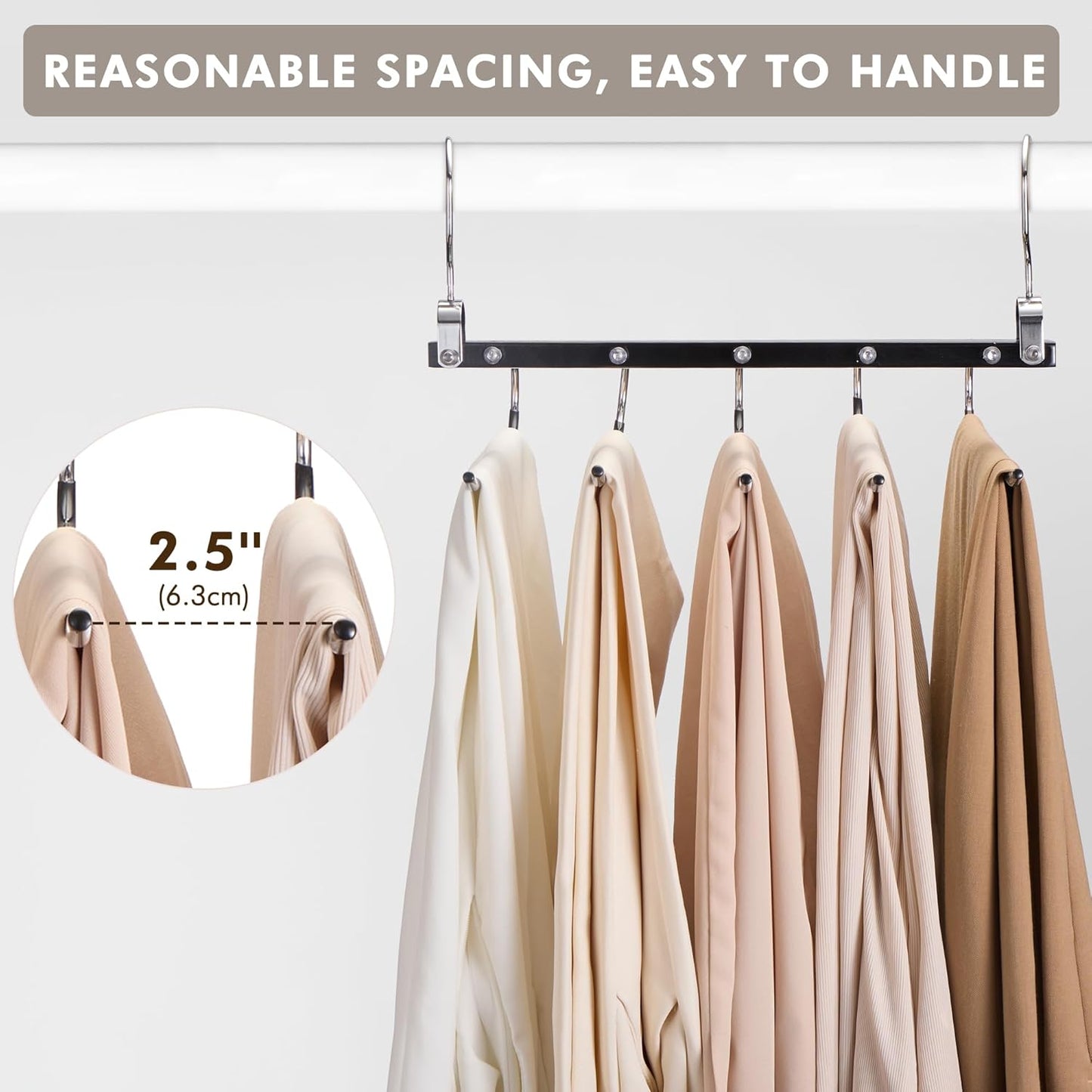HOUSE DAY Pants Hangers Space Saving, Wood Jean Hangers for Closet, Non Slip Multi Functional Pants Rack Hanger Multiuse Pant Organizer for Closet Space Saving Hangers for Pants (4PACK, Black)