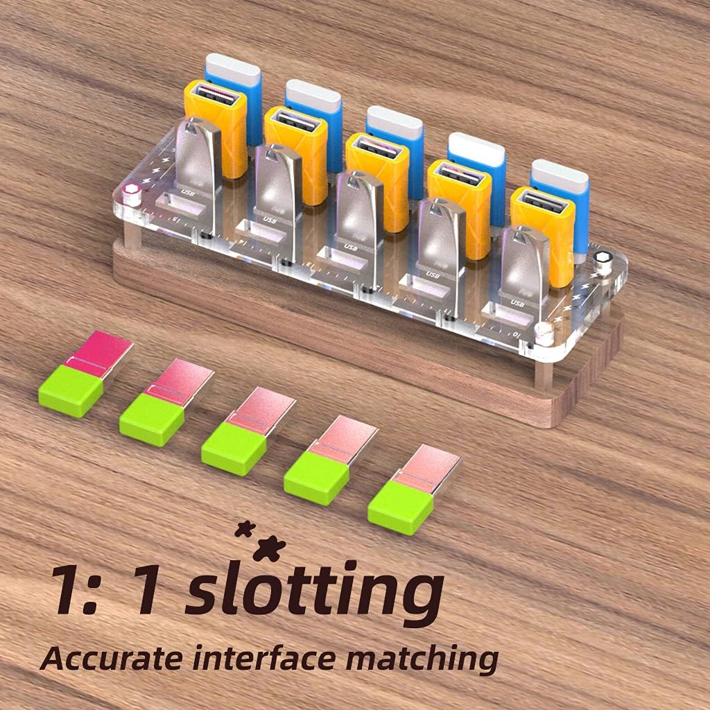 20 Slots Wooden Memory USB Flash Disk Card Case, TF Card Box and Micro SD Drive Card Holder Desk, U-Shield Memory Storage Racks