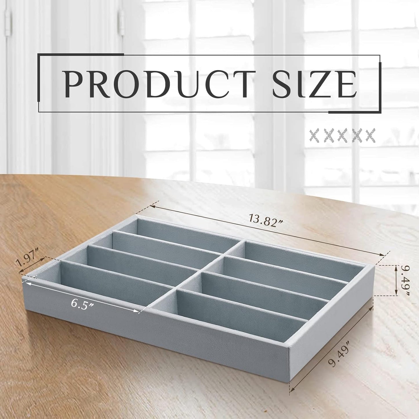 Amylove 2 Pcs Sunglass Organizer Trays Glasses Stackable Jewelry Trays Sunglass Organizer Display Box(8 Grids,Gray)