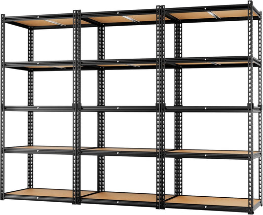 LEVELEVE 5-Tier Heavy Duty Storage Shelving Unit, 2020 lbs Capacity, Adjustable Metal Utility Shelf, 35" L x 16" W x 73" H for Garage, Kitchen, Pantry, Basement, Bathroom, Laundry,3 Pack