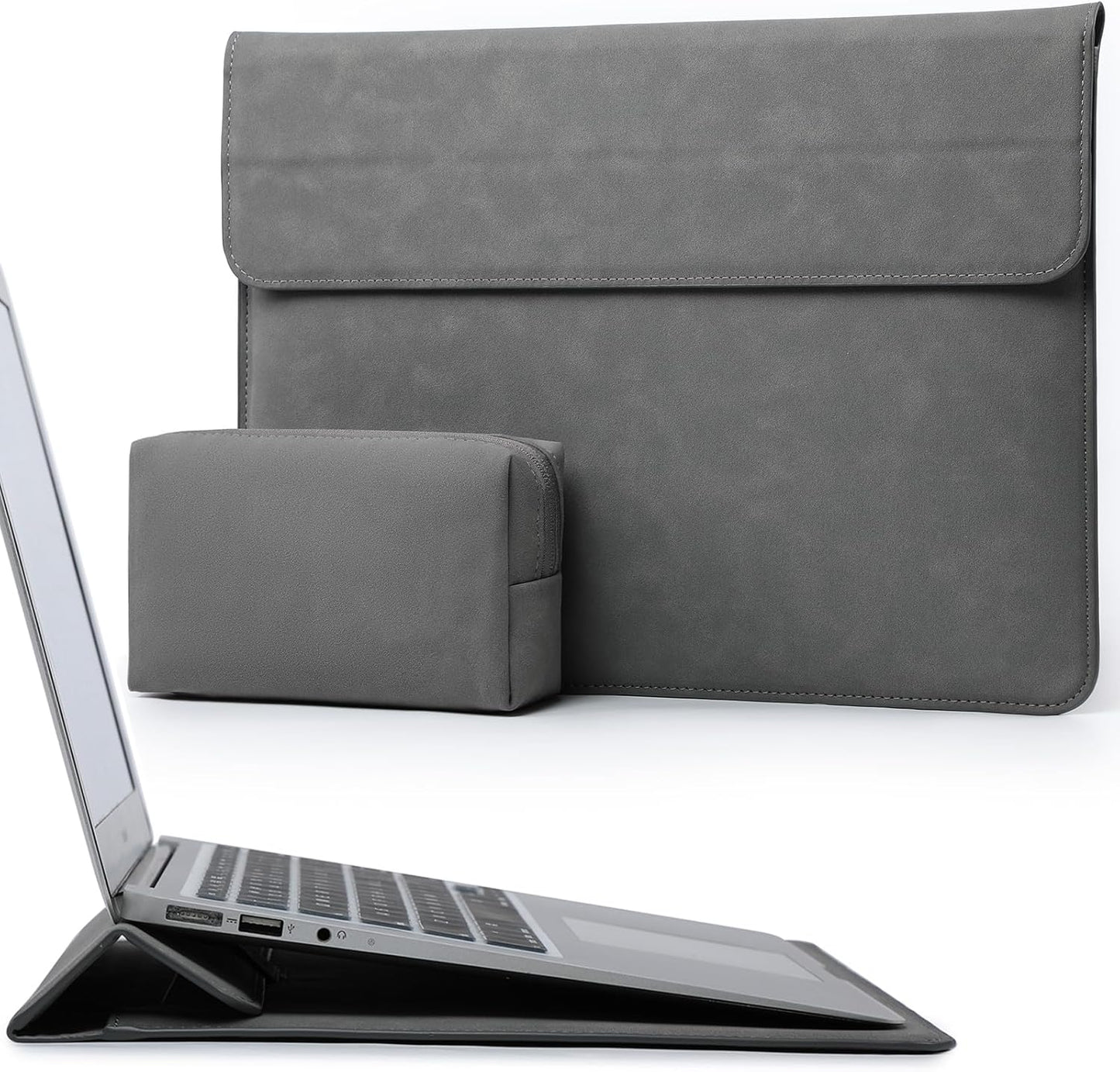 HYZUO 15-16 Inch Laptop Sleeve Case with Stand Feature for MacBook Pro 16 M4/M3/M2/M1 Pro/Max 2025-2019, XPS 15, MacBook Pro 15 2015-2012, Samsung Galaxy Book Flex/Pro 15, Dark Gray