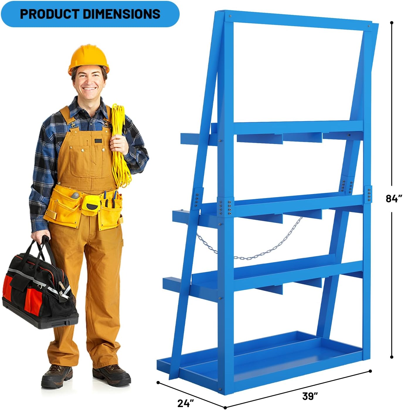 Vertical Bar Rack, 3000 Lbs Weight Capacity, Steel Bays Long Parts Storage Rack, Lumber and Metal Garage Organizer, Heavy Duty Pipe Organizer for Shop Basement