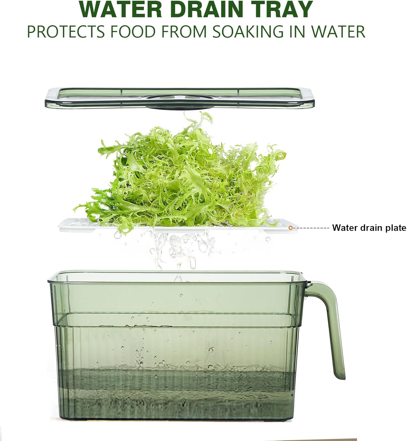 loobuu 2 Pack Stackable Food Storage Produce Saver Containers for Refrigerator, Berry Keeper Boxes for Fridge with Removable Drain Tray Keep Fresh for Vegetables/Fruit (Clear&Green)