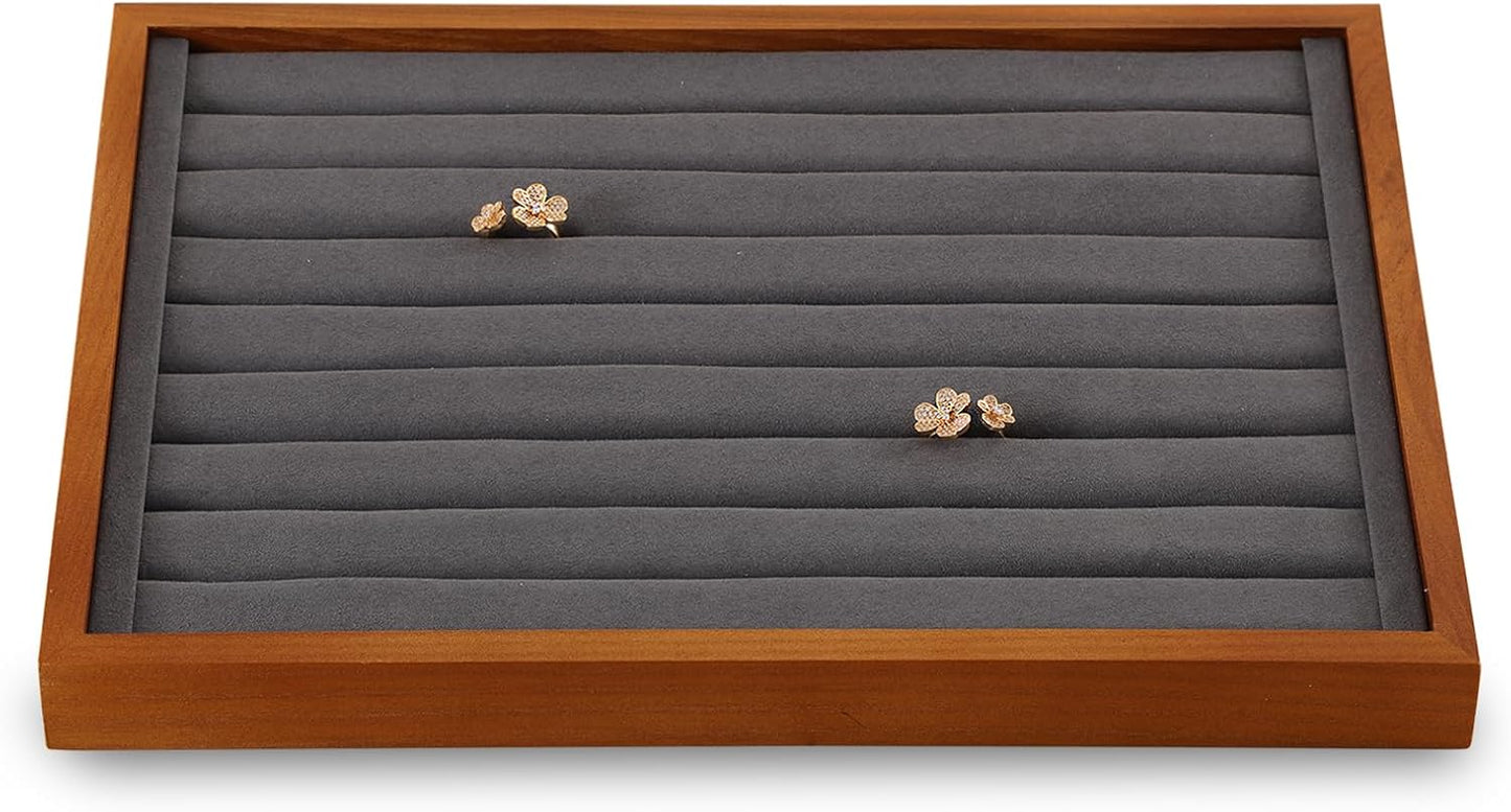 Ring Storage Tray, Wood Ring Tray For Jewelry,Black Earring Stud Organizer,Premium Jewelry Drawer Organizer