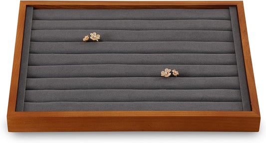 Ring Storage Tray, Wood Ring Tray For Jewelry,Black Earring Stud Organizer,Premium Jewelry Drawer Organizer