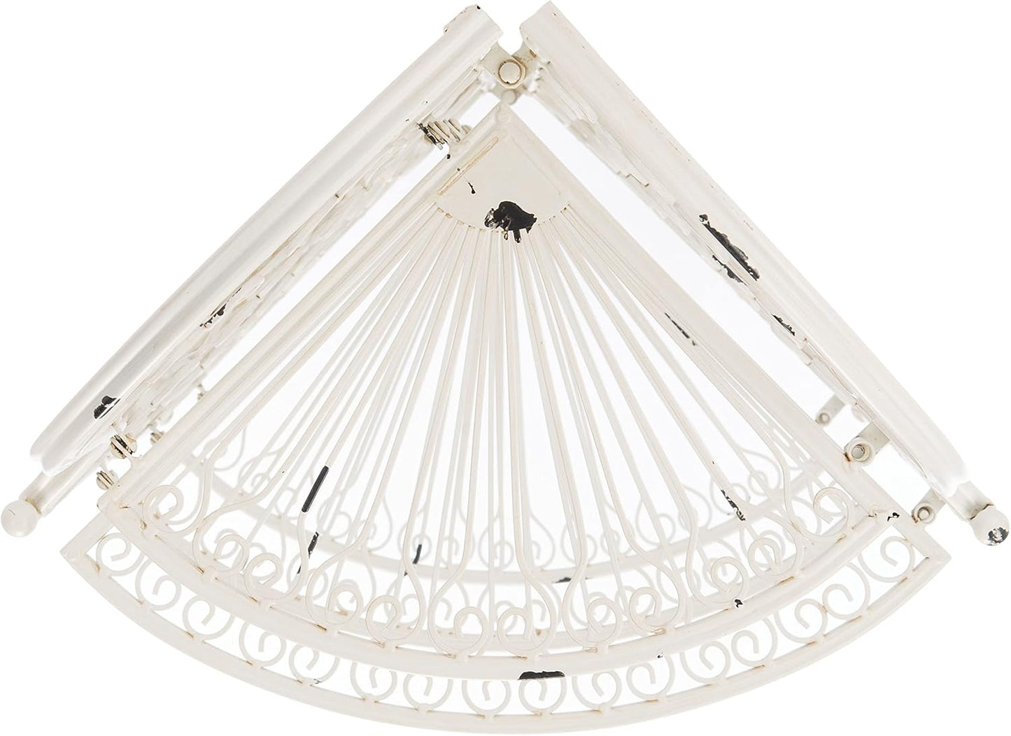 Safavieh PAT5013B Outdoor Collection Abarrane Antique White Wrought Iron 4-Tier Corner Shelf