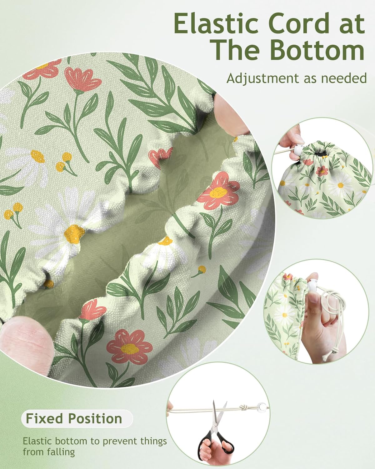 Plastic Bag Holder, Grocery Bag Organizer - 1 Pack Cute Kitchen Dispenser Holders Reusable Shopping Western Hanging Wall with Adjustment Drawstring Closure for Women Home, Daisy