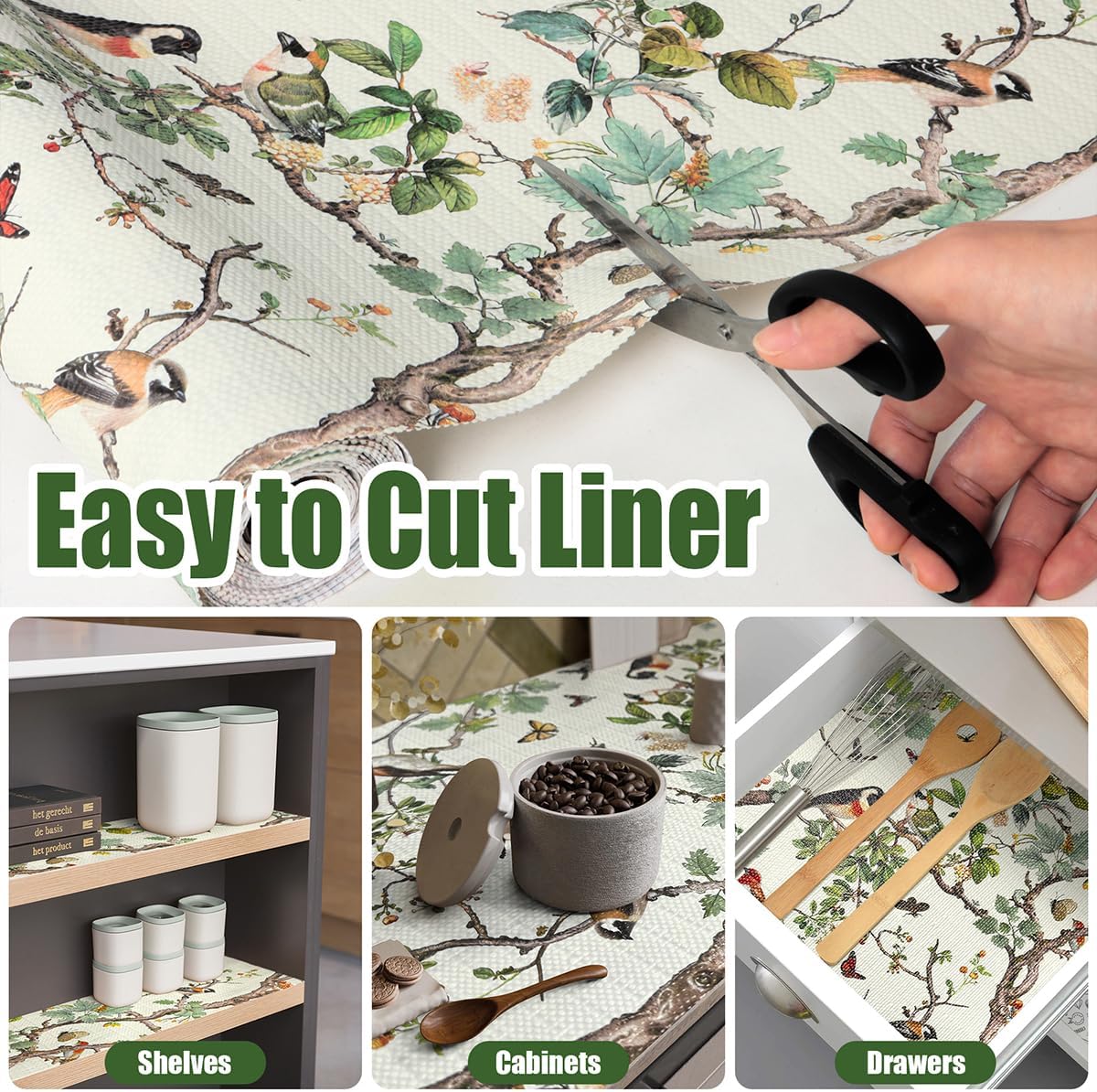 Shelf Liner for Kitchen Cabinets Non Adhesive Drawer Liner,Cabinet Liner for Shelves,Non Slip Kitchen Drawer Liners for Dresser,Waterproof Shelf Paper for Refrigerator,Cupboard,15.7In x 10FT