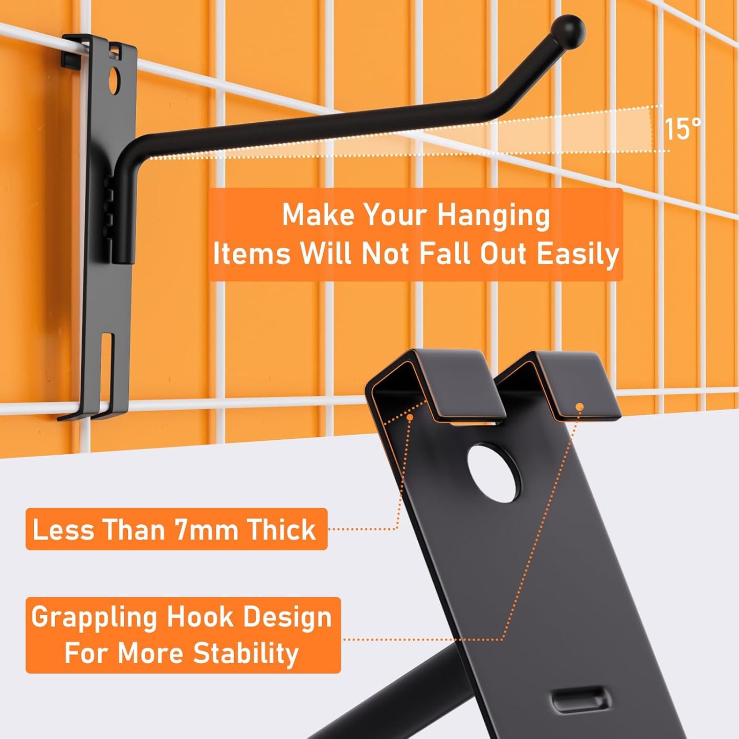 INCLY 4 Inch Gridwall Hooks, 60 Pack Heavy Duty Black Display Hooks for Grid Wall Panels, Gridwall Accessory for Storage Display Clothes in Retail Shop Garage