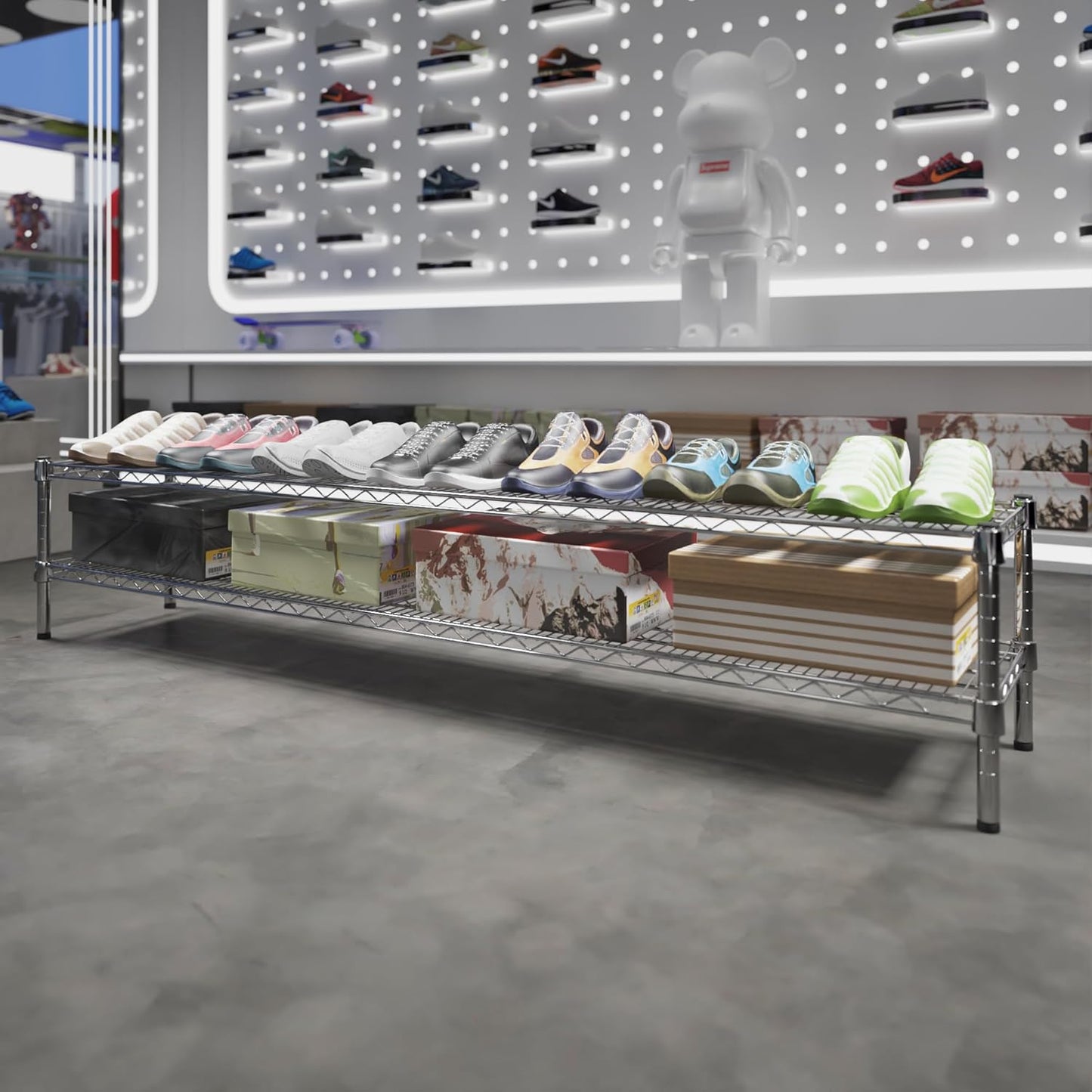 14" Deep x 72" Wide x 14" Height Wire Shelving Kit | 2-Tier | NSF Commercial Storage Rack Unit