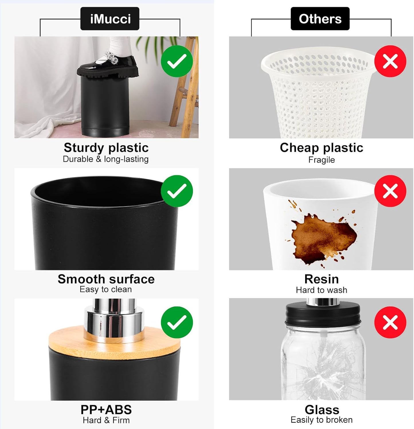 iMucci 9Pcs Black Bathroom Accessories Set with Trash Can Bathroom Set Black Bathroom Accessories Bathroom Decor