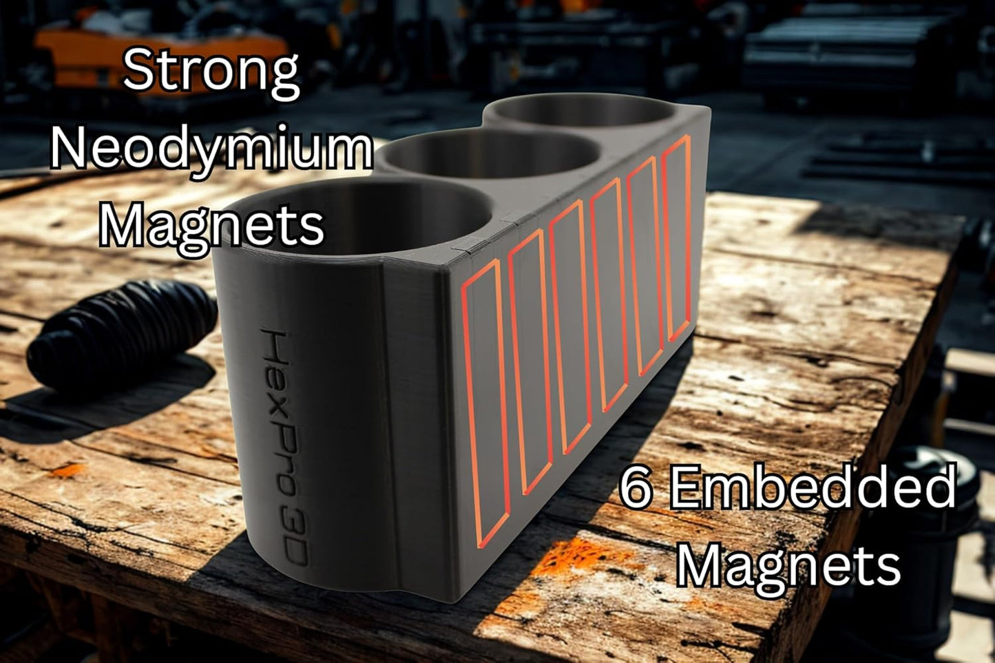 Triple Magnetic Spray Can Holder, 3-Can or Bottle Capacity, Heavy-Duty Magnetic Mount for Work Trucks, Job Sites, Garages, Made in USA