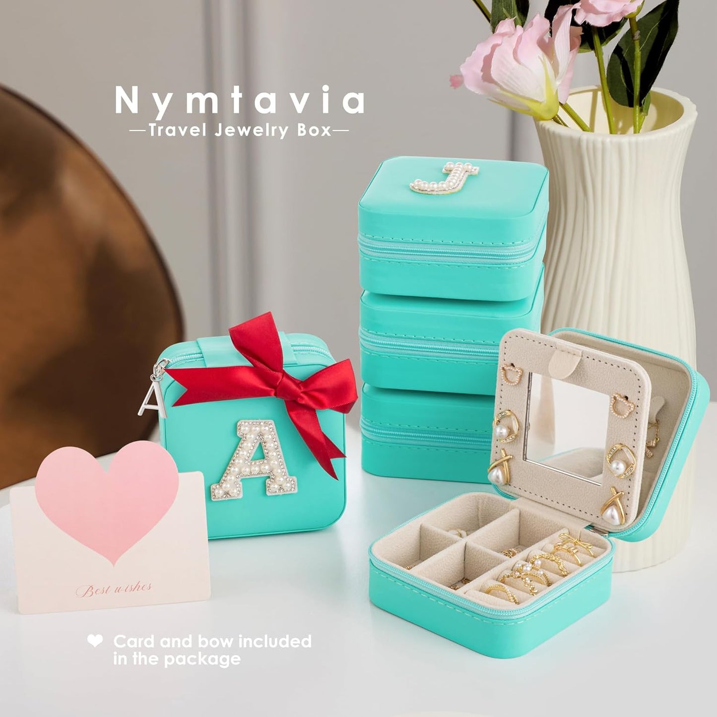 Birthday Gifts For Women - Initial Jewelry Box & Travel Case, Perfect for Wife, Girlfriend, or Graduation
