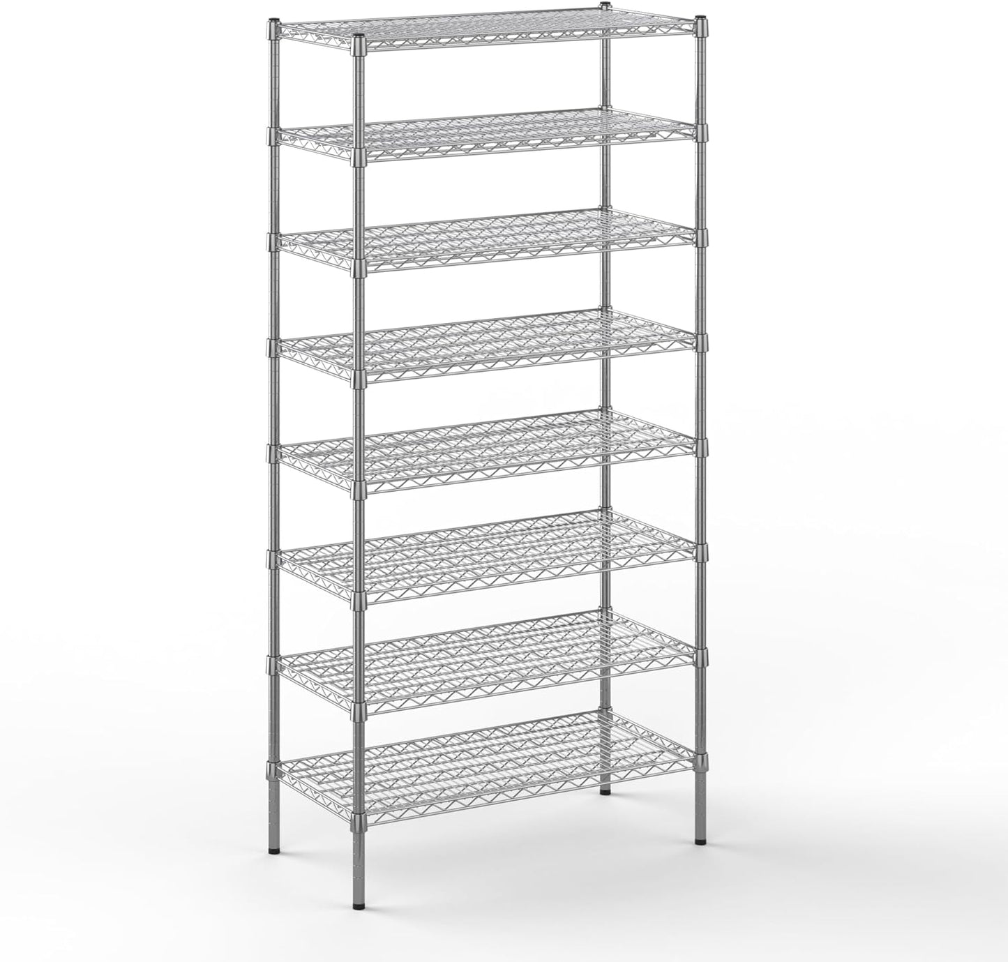 18" Deep x 36" Wide x 74" Height Wire Shelving Kit | 8-Tier | NSF Commercial Storage Rack Unit