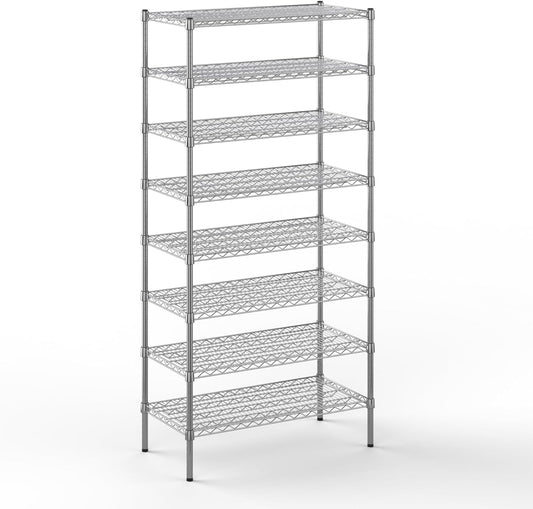 18" Deep x 36" Wide x 74" Height Wire Shelving Kit | 8-Tier | NSF Commercial Storage Rack Unit