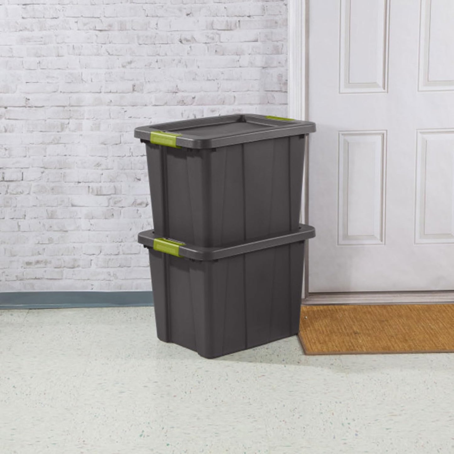 Sterilite 6-Pack Multipurpose Storage Bins with Latching Lids, Heavy Duty Tote Bins, 18 Gallon, Flat Gray – Stackable Plastic Storage Container Tubs