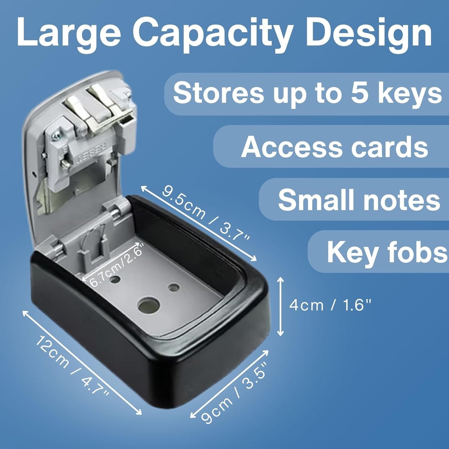 RUDY RUN Key Lock Box for Outside - Wall Mount Combination Lockbox for House Keys Outdoor