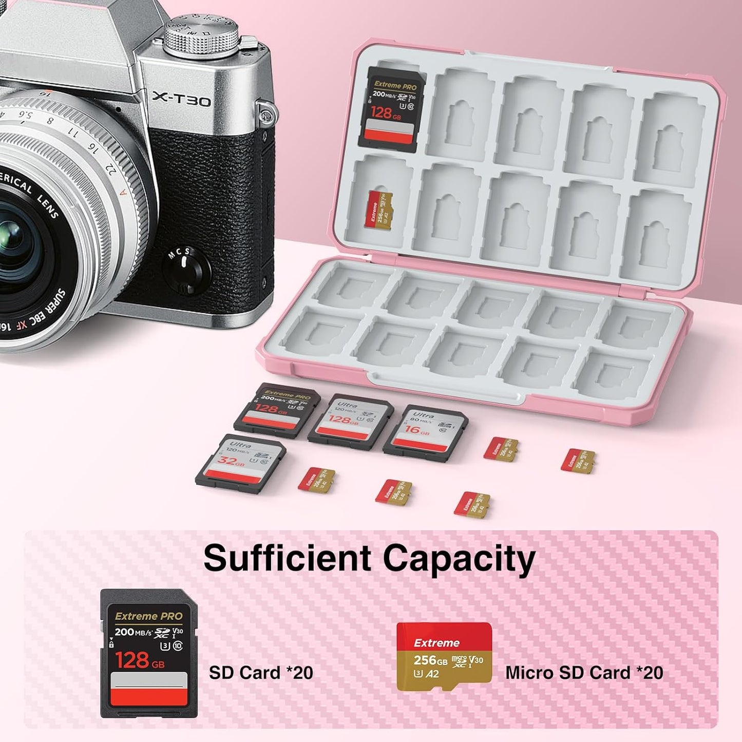 HEIYING Memory Card Case for SD/TF Cards,Portable SD Card Holder Storage Case Compatible with 20 SDXC SDHC and 20 TF Cards Slots