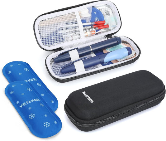 YOUSHARES Insulin Cooler Travel Case TSA Approved - Portable Medication Cooler for Travel and Daily Life, Diabetic Travel Case with 2 Ice Packs