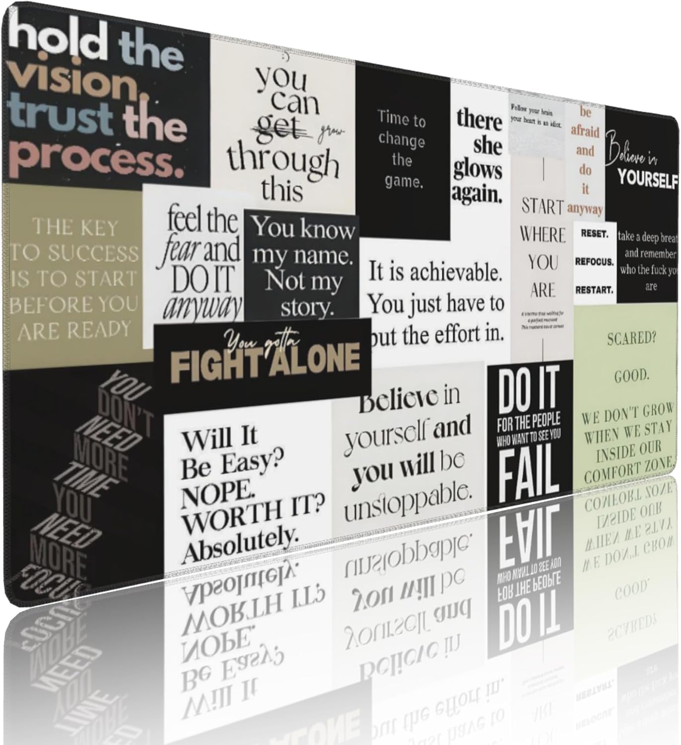 Inspirational Quotes Large Mouse Pad, Cool Gaming Desk Mat, XXL Keyboard Desk Pad Mat for Desktop, 35.4"x15.7" Non-Slip Base Big Mousepad with Stitched Edges