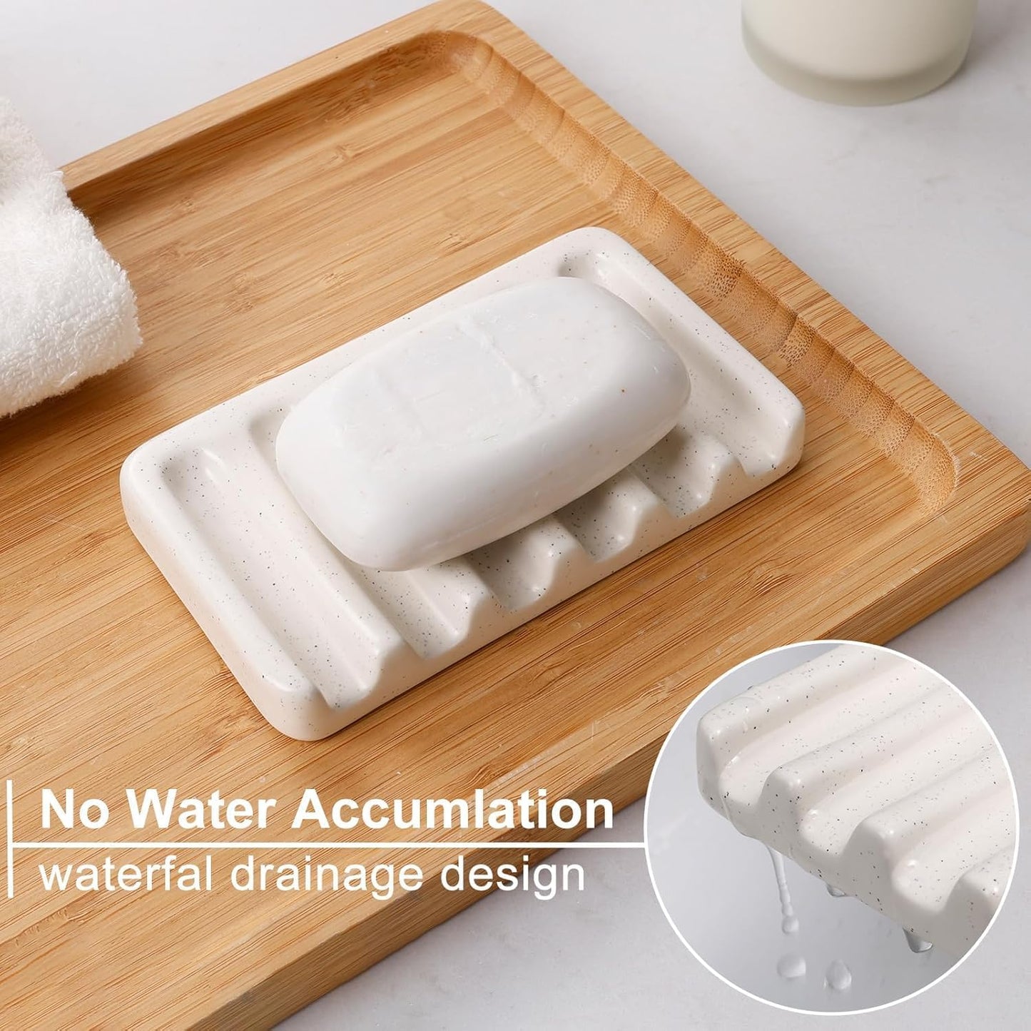BosilunLife Beige Bathroom Accessories Set - Ceramic Bathroom Counter Soap Set Bathroom Decor Sets Accessories Bathroom Lotion Soap Dispenser and Toothbrush Holder Set, Soap Dish, Apothecary Jars
